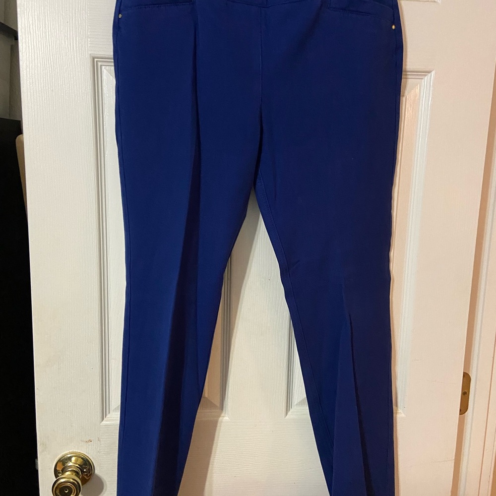 Chico's Navy Blue Stretch Pants with Gold Accent